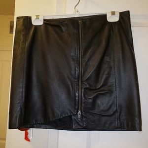 Leith 100% leather asymmetrical skirt
